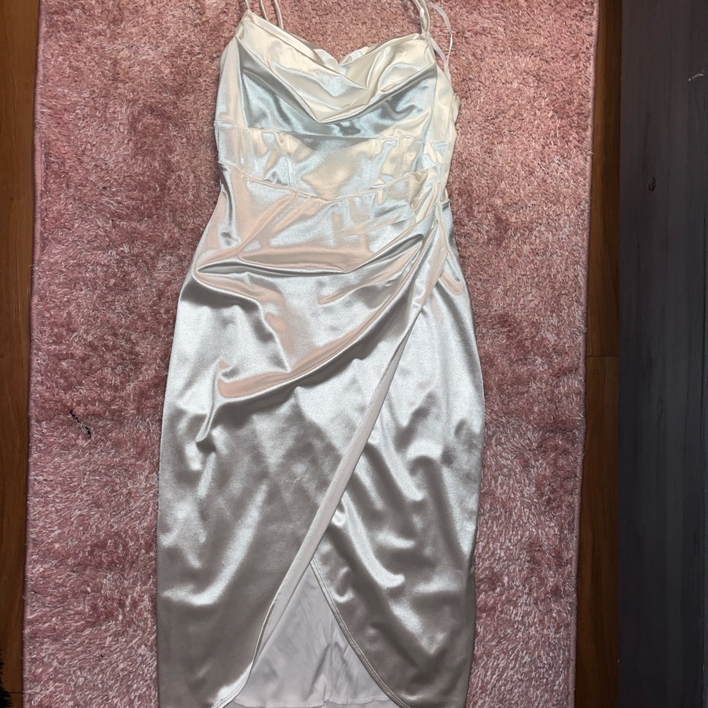 Elegant White Satin Dress